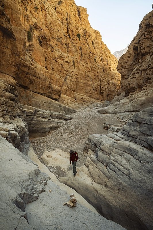 a man in the gorge hiking in uae