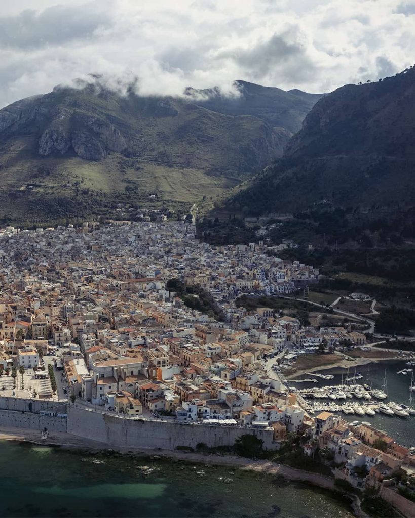 castellamare del golfo sicily aerial drone shot