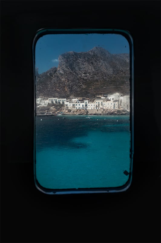 Levanzo Island from ferry window-favignana guide sicily