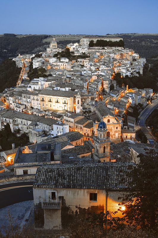 ragusa ibla panoramic views at dusk