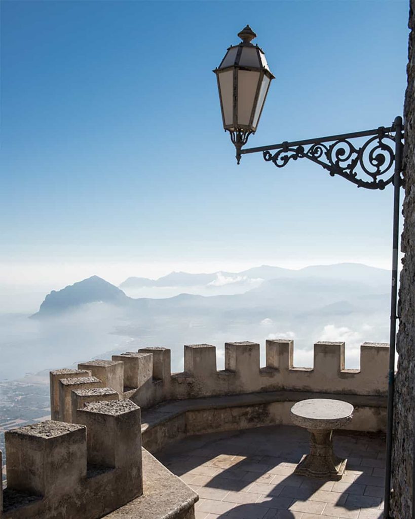 erice hilltop town in sicily at sunrise