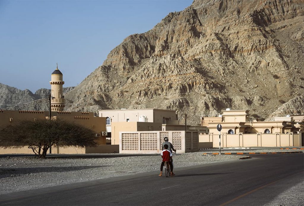 dubai to oman by road: a road in oman, khasab