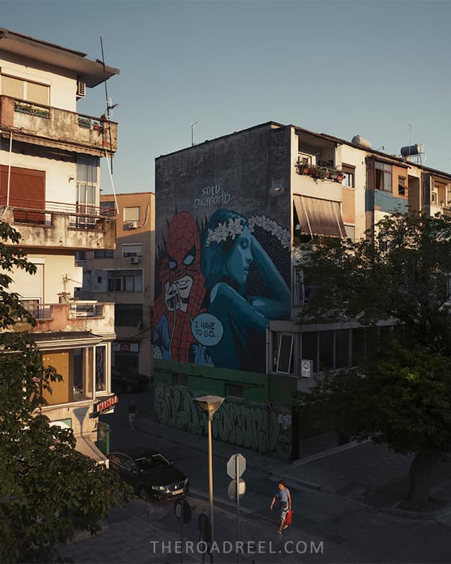 Superman mural in Tirana, Albania