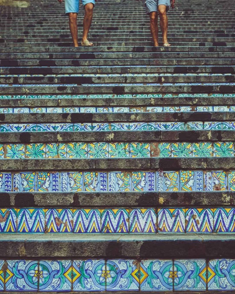 Colorful tiles decorating Scalinata di Santa Maria steps