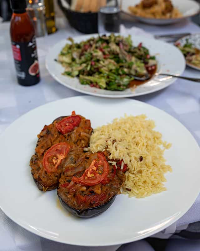 Stuffed eggplants at Meteora Restaurant in Kalambaka