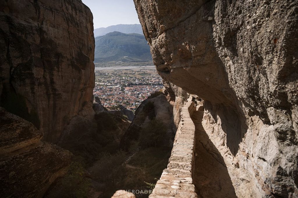 Stone path to Holy Trinity monastery in Meteora, Greece