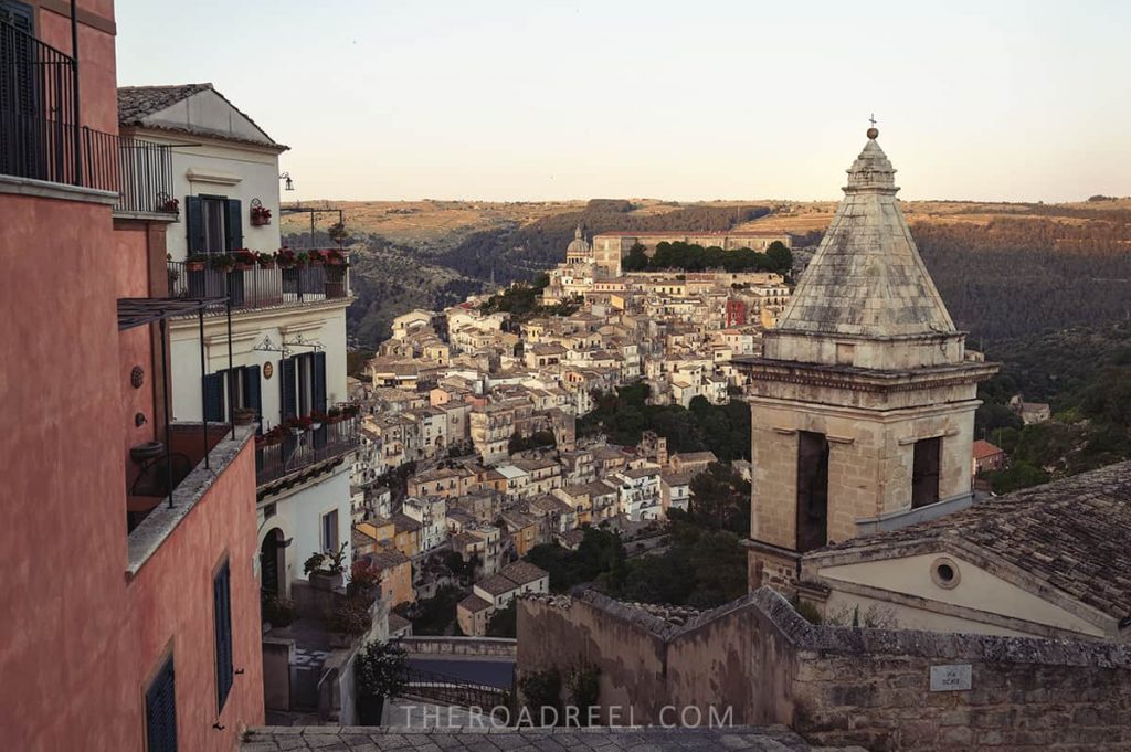 Ragusa viewpoints: Church of Saint Mary of the Stairs at sunset