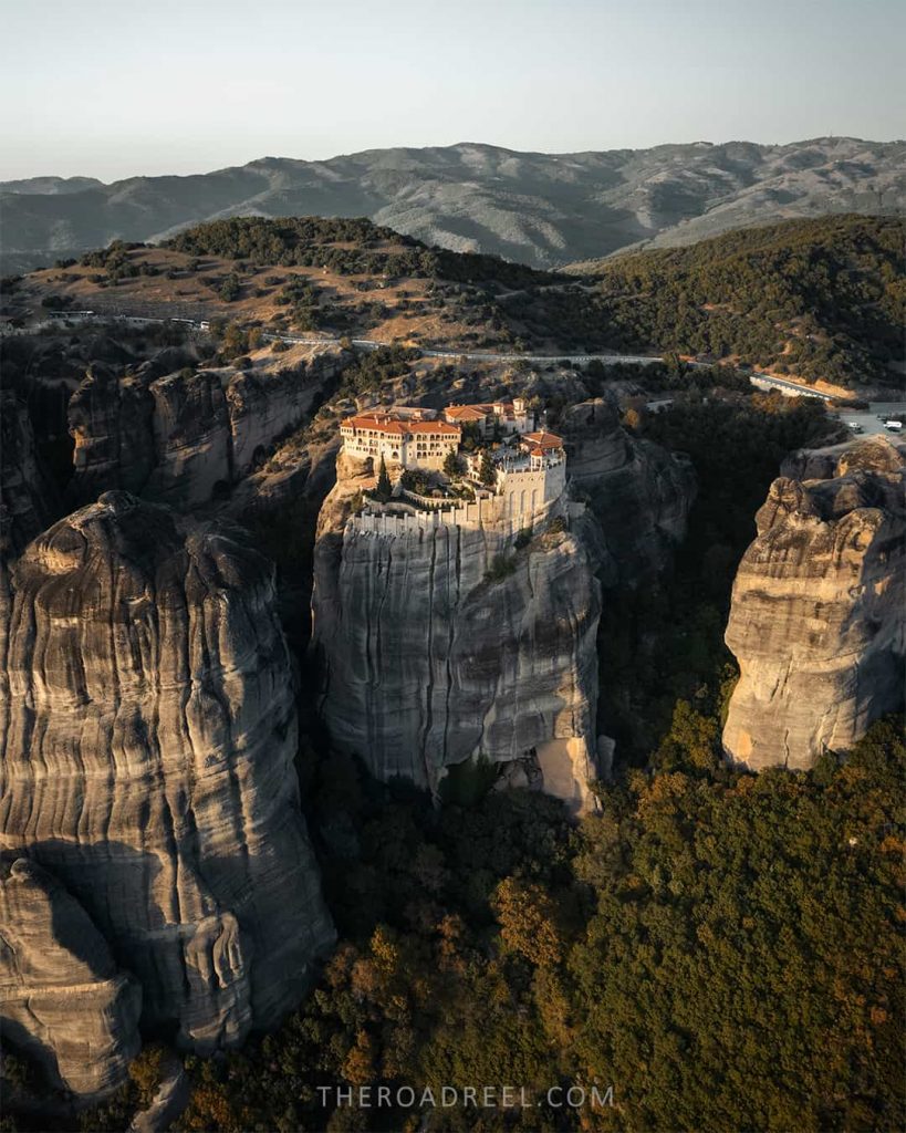 Varlaam Monastery from the air at sunset