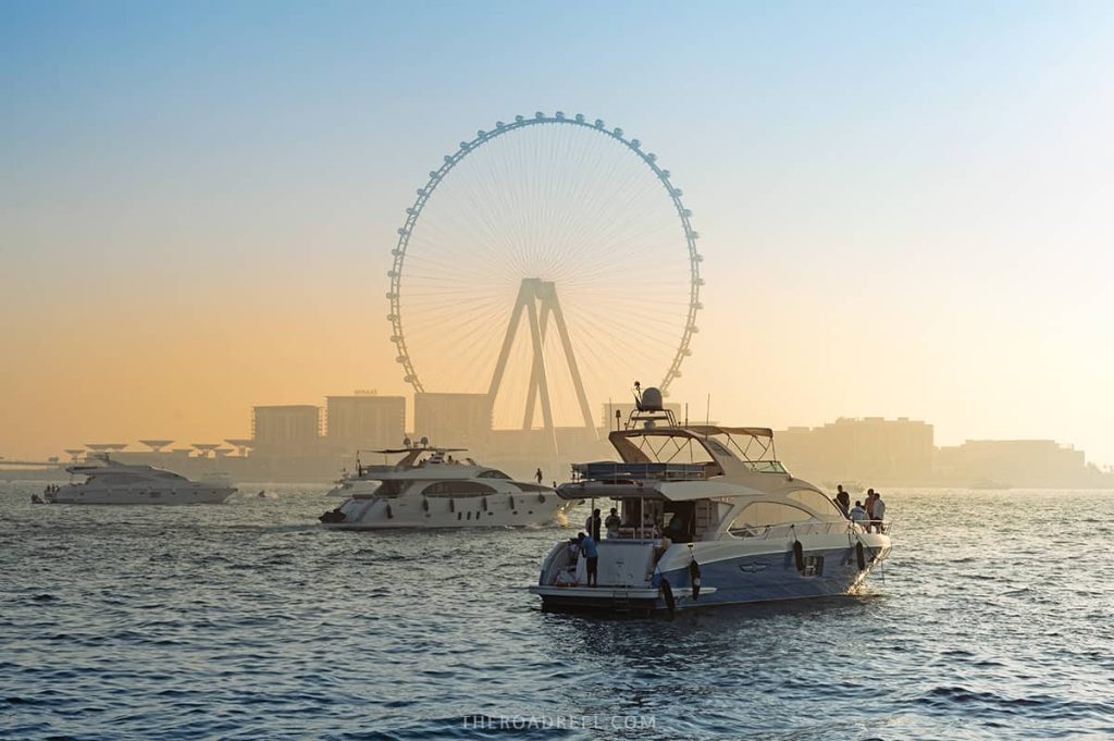 Bluewatersisland and Ain Dubai at sunset- dubai 7 days itinerary