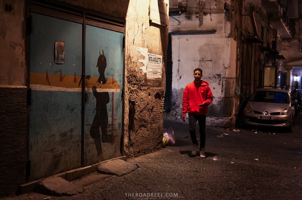 Streets in Spanish Quarter at night- one of the places we got warned not to take picture by a local guy