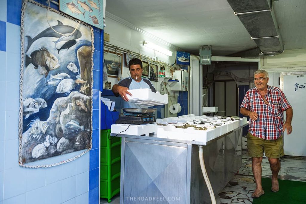 Characteristic perscateria- fish shop in Procoda's Marina Grande