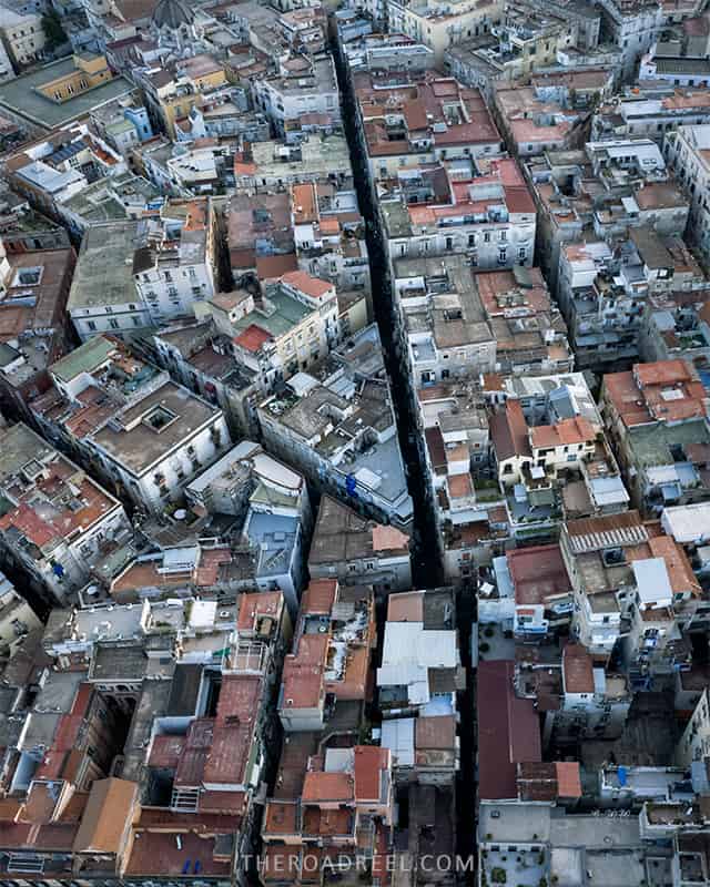 Renting a car in Naples: aerial view of historic center of Naples, Italy