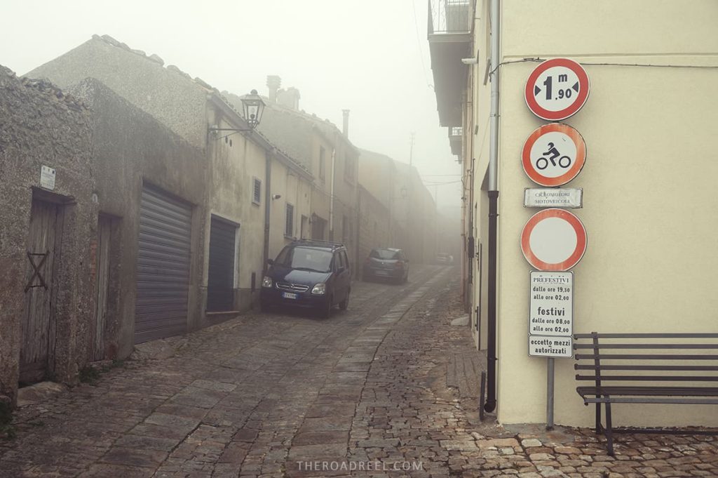A sign marking ZTL zone and timings in small town in Italy