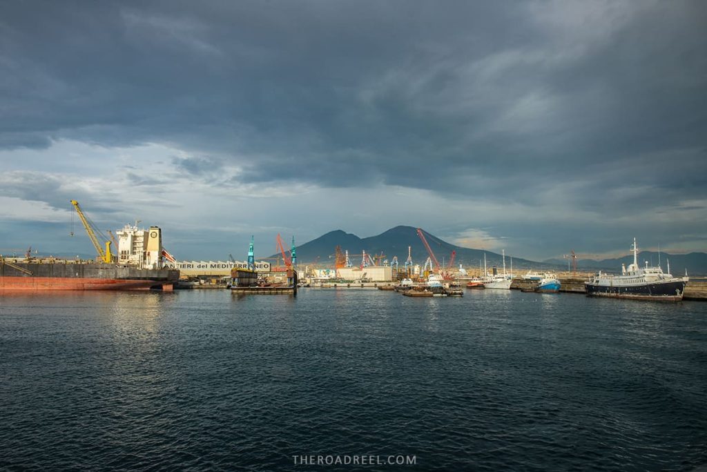Vesuvius seen from Molo Beverello, Naples