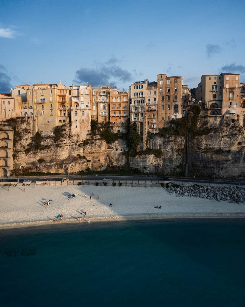 tropea beach at sunset
