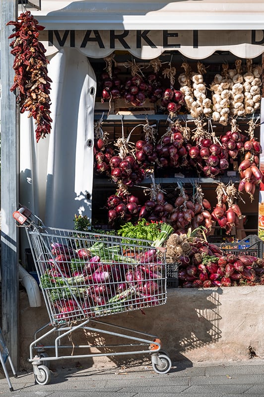 Red onion stall in Tropea, Italy