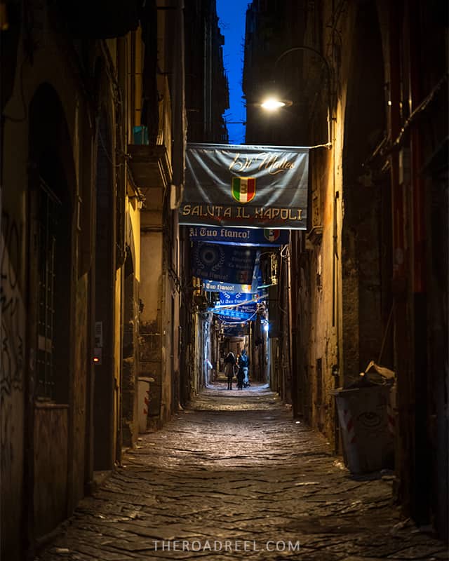Streets of Naples, Italy at night