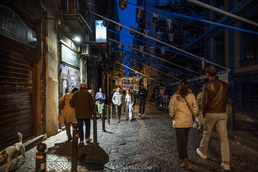 Lively Naples streets in the evening