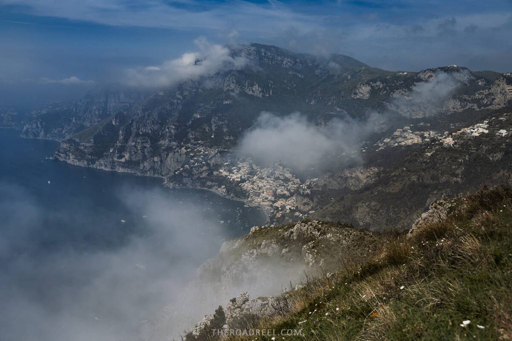 Path of the Gods: clouds above positano and amalfi coast