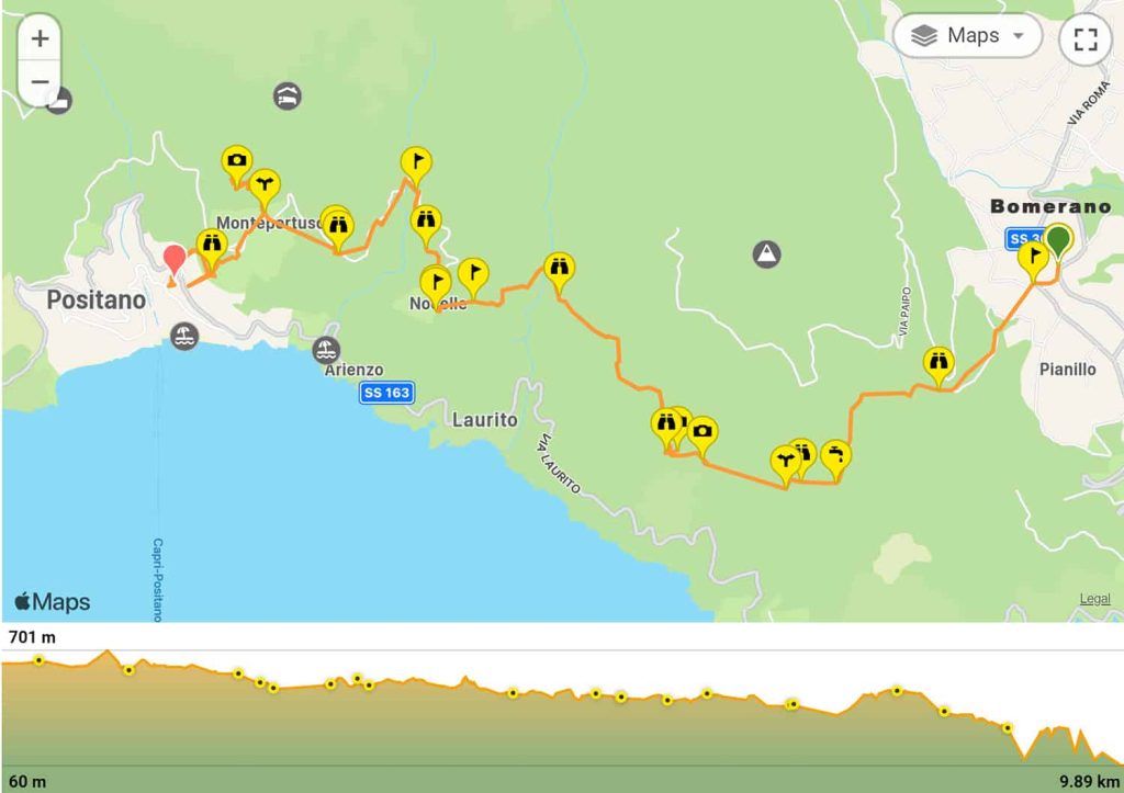Path of the god hike map bomerano to norecel to montepertuso to positano