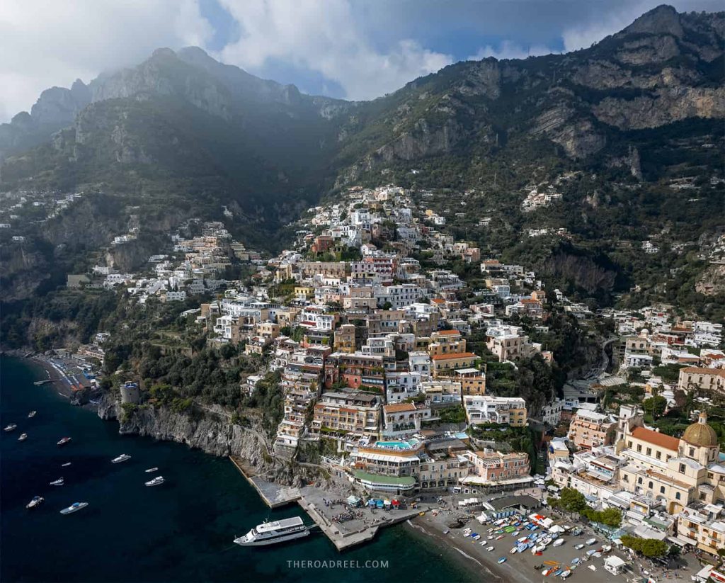 Aerial view of Positano, Amalfi Coast in 2 days, is positano worth visiting?