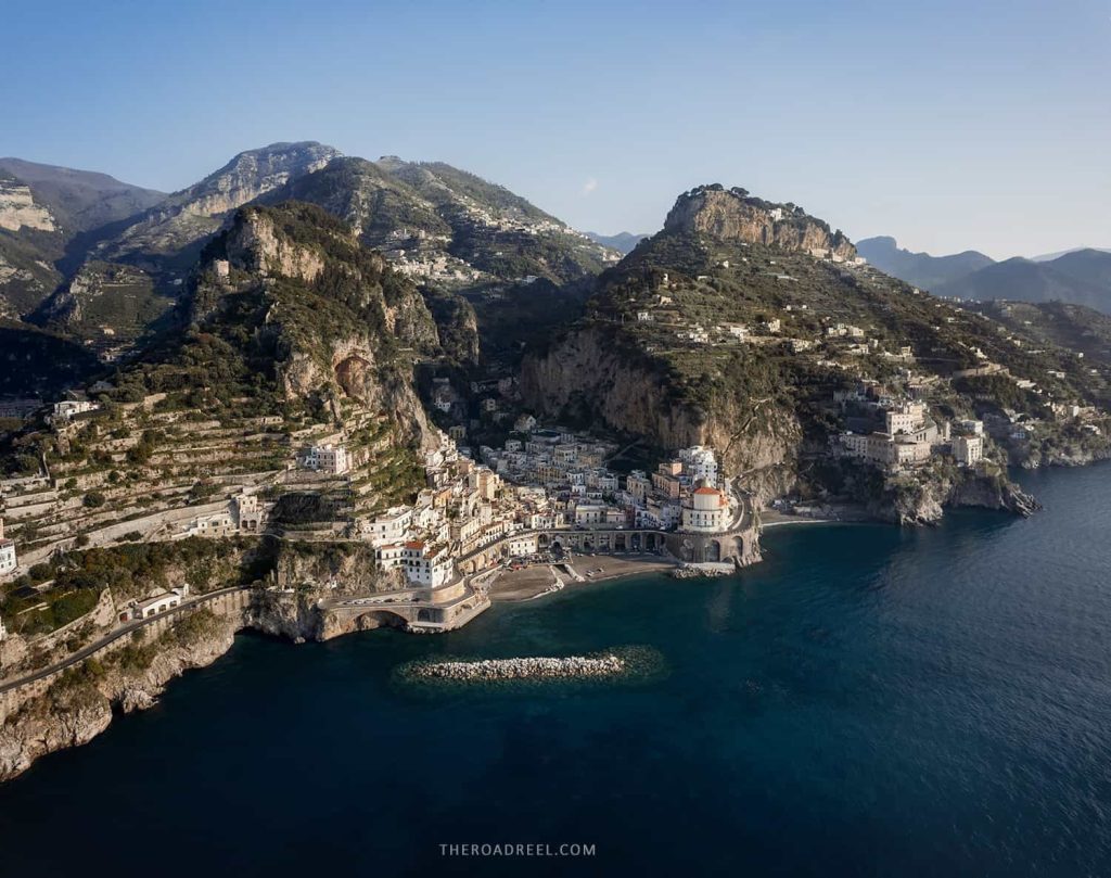 Amalfi Coast, Atrani aerial view in the morning